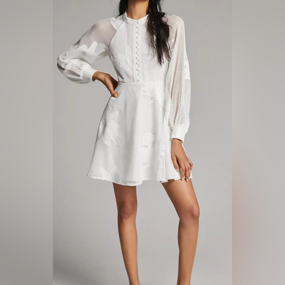 NWOT Anthropologie Mare Mare Sabine Embroidered Mini Dress White Size Medium - Picture 3 of 14